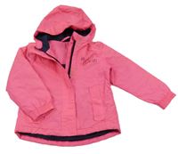 Neonově růžová šusťáková jarní lehce zateplená bunda s kapucí Crivit 