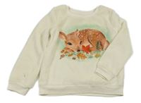 Smetanová plyšová mikina s kolouškem C&A