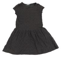 Tmavošedo-růžové srdíčkované bavlněné šaty H&M