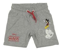 Šedé melírované teplákové kraťasy s Mickeym Disne