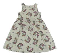 Smetanové bavlněné šaty s jednorožci H&M