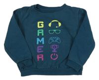 Petrolejová oversize mikina s ovladačem a nápisem Primark