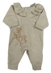 Béžový pletený overal s Bambim a límečkem Disney