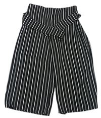 Černo-bílé pruhované culottes kalhoty se zavazováním PRIMARK