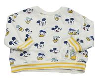 Bílá oversize mikina s Mickey a Donaldem a pruhy Disney