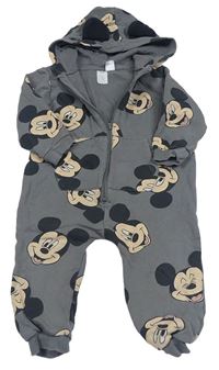 Tmavošedá tepláková kombinéza s Mickey a kapucí zn. H&M