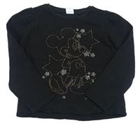 Černá crop mikina s Mickey z korálků zn. Next