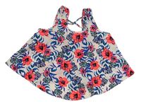 Bílý halenkový crop top s květy a lístečky PRIMARK