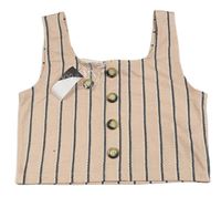 Pudrovo-černošedo-bílý pruhovaný/vzorovaný crop top s knoflíky M&Co