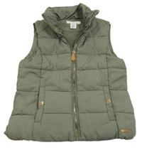 Khaki prošívaná šusťáková zateplená vesta H&M