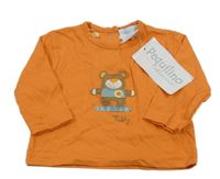 Nové - oranžové triko s medvídkem Pequilino
