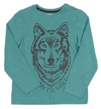 Modrozelené melírované triko s husky Tu