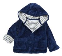 Tmavomodrý žebrovaný sametový zateplený kabátek s kapucí M&S