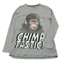 Šedé melírované pyžamové triko se šimpanzem F&F