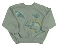 Světlekhaki oversize mikina s dinosaury George