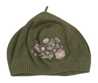 Khaki čepice s květy H&M