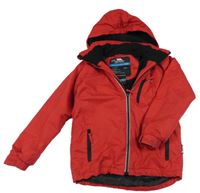 Červená šusťáková funkční zimní bunda s odepínací kapucí TRESPASS                                                                                                                                                                                     