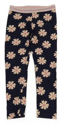 Tmavomodro-světlerůžové květované legíny lupilu