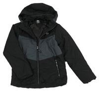 Černo-tmavošedá prošívaná šusťáková funkční zimní bunda s kapucí Dare 2B