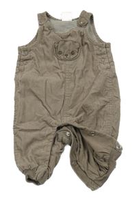 Hnědé manšestrové laclové podšité kalhoty s medvídkem/kapsou H&M