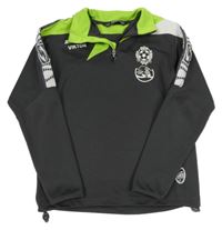 Tmavošedo-bílo-zelená sportovní fotbalová mikina se znakem saller