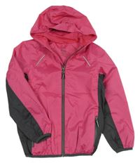 Tmavorůžovo/šedá šusťáková funkční jarní bunda s kapucí crivit