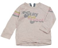 Světlerůžová melírovaná mikina s nápisy a pruhy Next