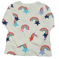 Smetanové pyžamové triko s duhami a hvězdičkami Next