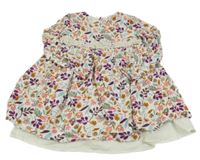 Smetanové šaty s kytičkami a krajkou Nula Bug