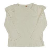 Smetanové žebrované triko s volánky 