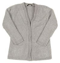 Světlefialovošedý melírovaný žebrovaný žinylkový svetrový cardigan se třpytkami George