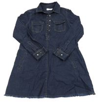 Tmavomodré riflové košilové šaty Sfera