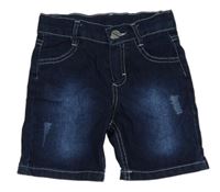 Tmavomodré riflové kraťasy ošoupaného vzhledu