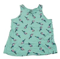 Mentolový top s papoušky C&A