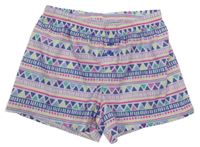 Bílo-tmavomodro-lila-barevné vzorované kraťasy OshKosh