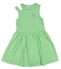 Zelené šaty s ananasy a průstřihem S. Oliver