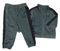 2Set - Tmavošedo-černá funkční sportovní propínací mikina s logem + tepláky UNDER ARMOUR