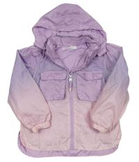 Lila-růžová ombré šusťáková jarní bunda s kapucí H&M