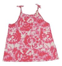 Tmavorůžovo-bílý batikovaný top H&M