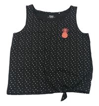 Antracitový melírovaný puntíkatý crop top s ananasem Yigga