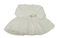 Bílé svetrovo/tylové šaty s pruhy Mothercare