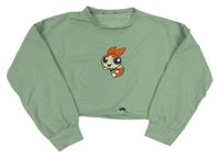 Zelená crop mikina s Powerpuff