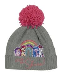 Šedá třpytivá pletená čepice s My Little Pony a bambulí George