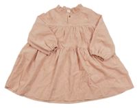 Růžové žebrované šaty s knoflíky Shein