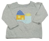 Šedý melírovaný svetr s domkem M&S