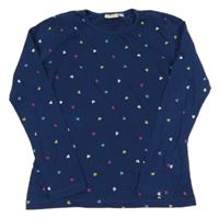 Tmavomodré triko se srdíčky Kids