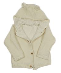 Smetanový podšitý propínací svetr s kapucí M&S