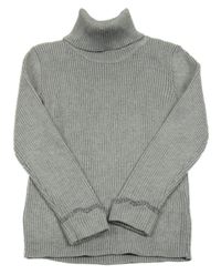 Šedý žebrovaný svetrový rolák Primark