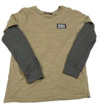 Hnědo-tmavošedé melírované triko s nápisem George