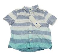 Nové - Modro-bílo-azurová pruhovaná ombré košile F&F